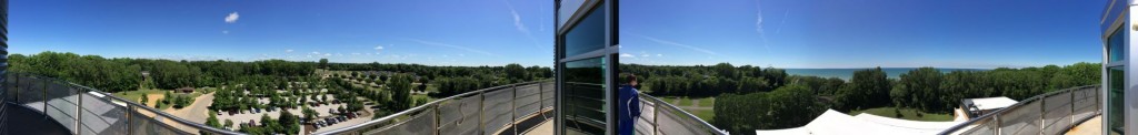 Two  panorama shots edited together to create a 360 degree view from the top of the tower.